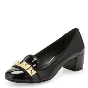 TORY BURCH Black Patent Leather Studded  Pumps